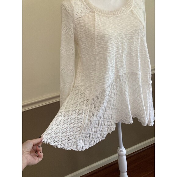 Anthropologie Meadow Rue Top White Hi Low Crochet - Picture 3 of 11